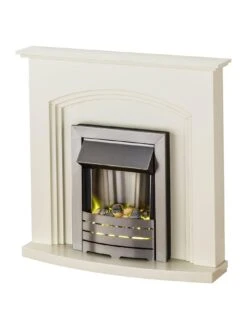 Adam Fires & Fireplaces Truro Electric Fireplace Suite With Brushed Steel Inset Fire -Appliance Pro 29UH2 SQ2 0000000168 IVORY SLd