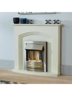 Adam Fires & Fireplaces Truro Electric Fireplace Suite With Brushed Steel Inset Fire -Appliance Pro 29UH2 SQ5 0000000168 IVORY SLd3