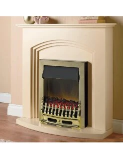 Adam Fires & Fireplaces Truro Electric Fireplace Suite With Brass Inset Fire -Appliance Pro 4VTUU SQ2 0000000168 IVORY SLd