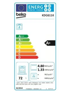 Beko KDG611K 60cm Wide Double Oven Gas Cooker With Full Width Gas Grill - Black -Appliance Pro LA7Y4 SQ7 0000000004 BLACK SLd5