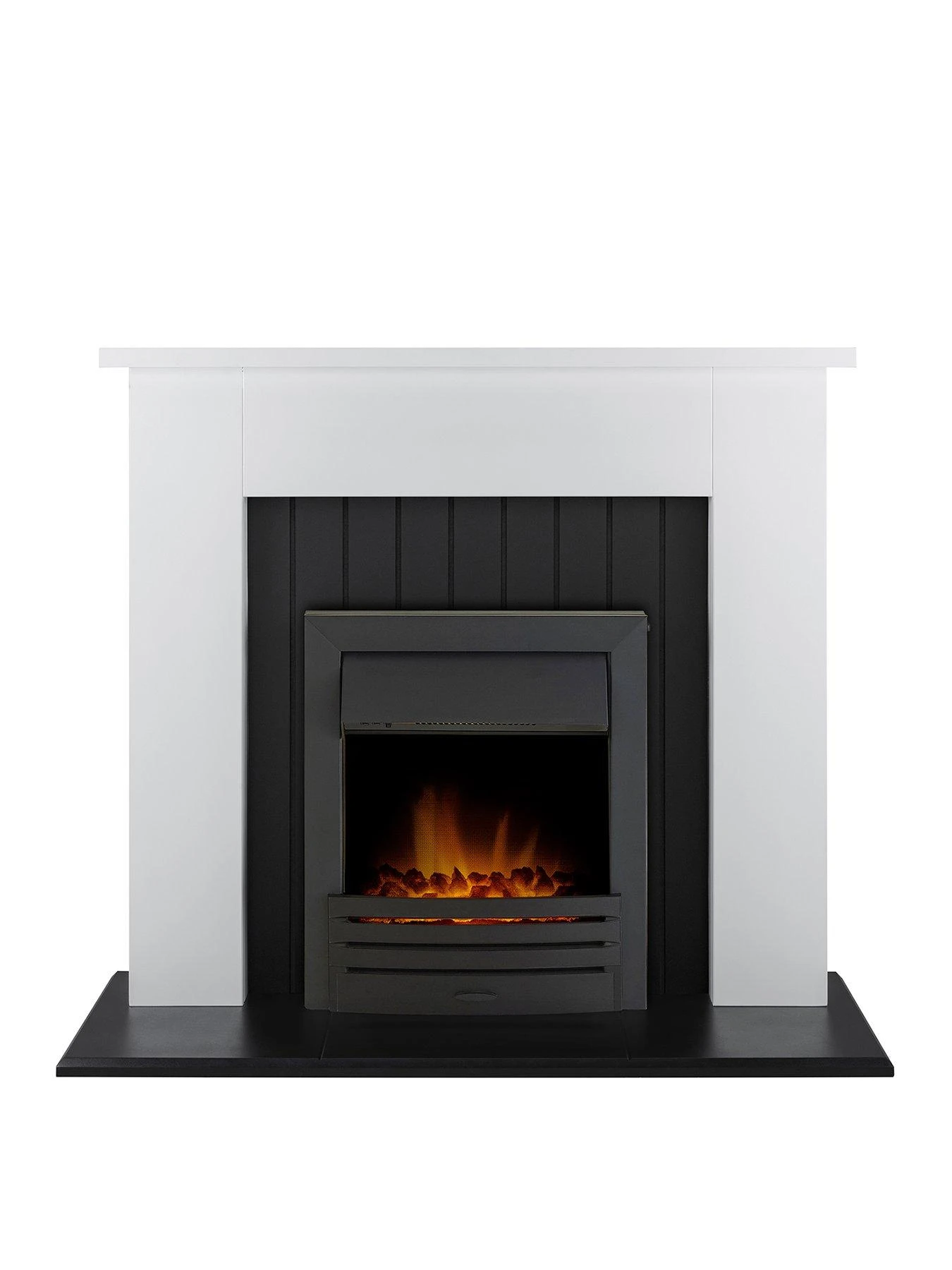 Adam Fires & Fireplaces Chessington Fireplace In White & Black With Eclipse Black Electric Fire 3 Adam Fires & Fireplaces Chessington Fireplace In White & Black With Eclipse Black Electric Fire