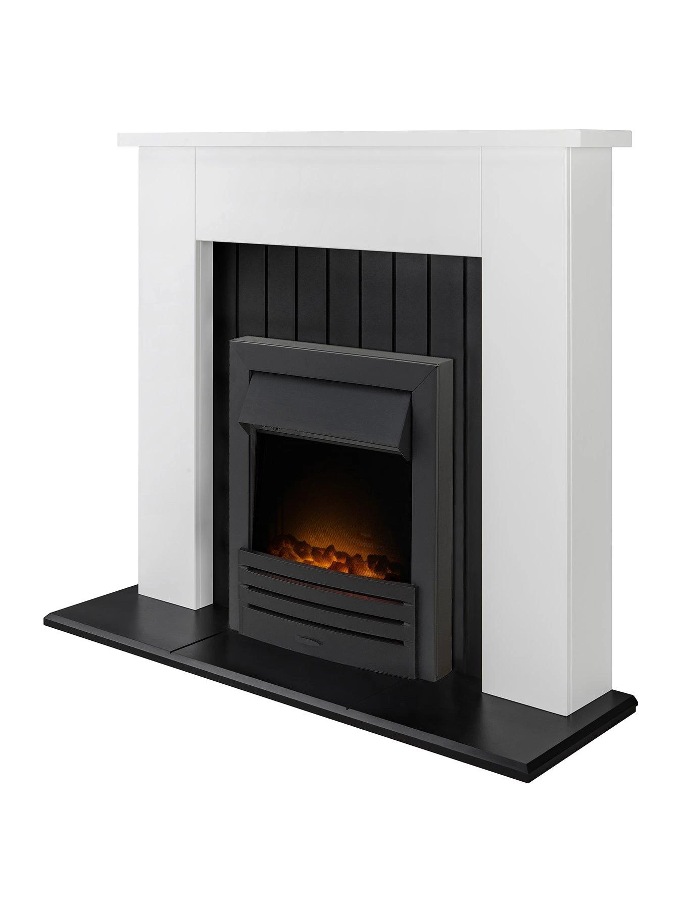 Adam Fires & Fireplaces Chessington Fireplace In White & Black With Eclipse Black Electric Fire 4 Adam Fires & Fireplaces Chessington Fireplace In White & Black With Eclipse Black Electric Fire - Image 2