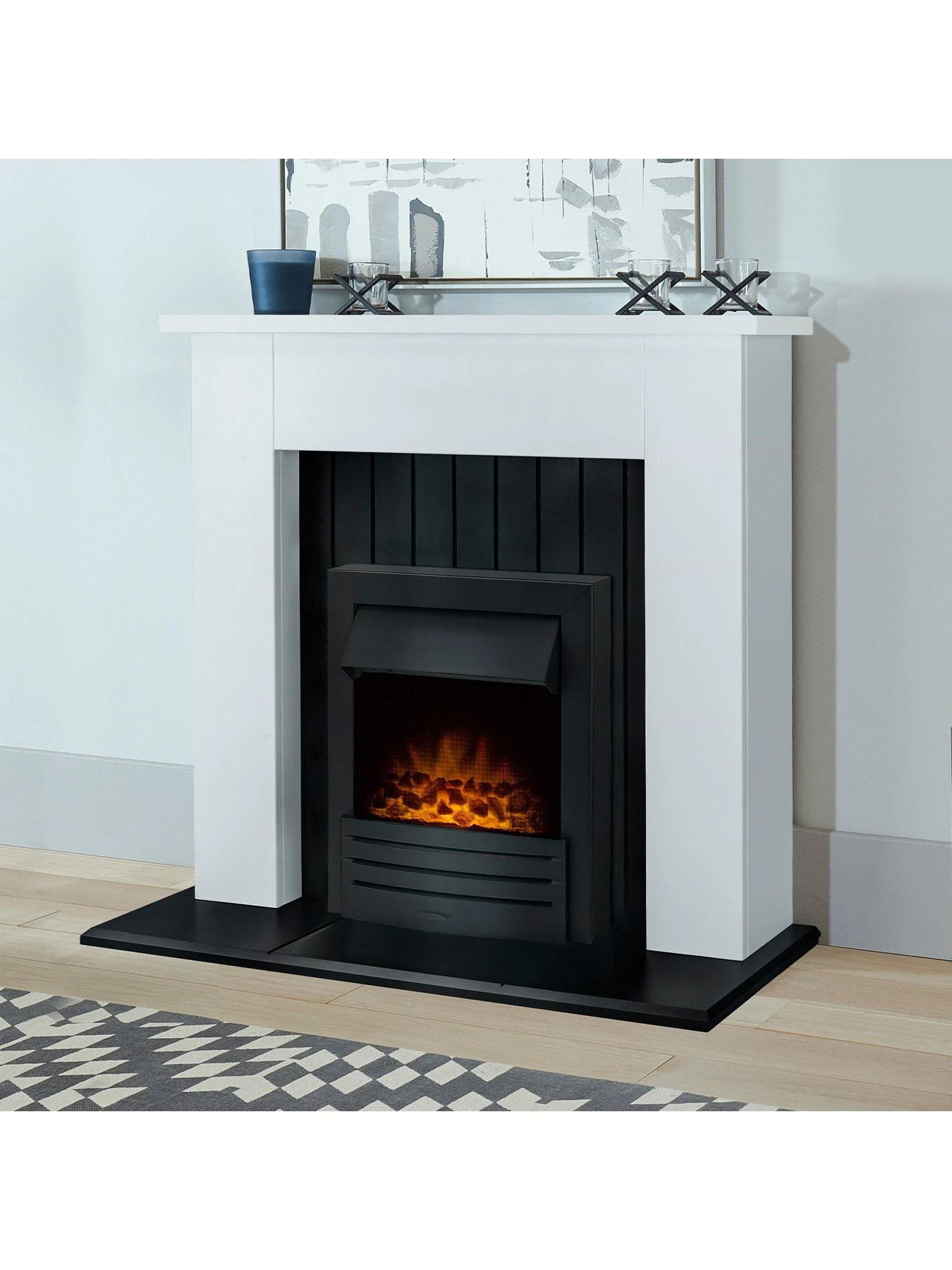 Adam Fires & Fireplaces Chessington Fireplace In White & Black With Eclipse Black Electric Fire 7 Adam Fires & Fireplaces Chessington Fireplace In White & Black With Eclipse Black Electric Fire - Image 5