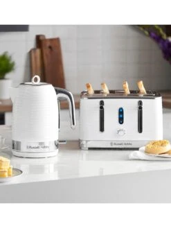 Russell Hobbs Inspire 4 Slice White Textured Plastic Toaster - 24380 -Appliance Pro MY9TN SQ4 0000000013 WHITE SLd2
