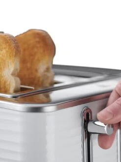 Russell Hobbs Inspire 4 Slice White Textured Plastic Toaster - 24380 -Appliance Pro MY9TN SQ6 0000000013 WHITE SLd4