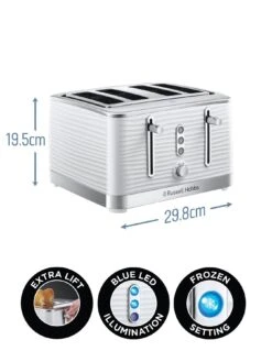Russell Hobbs Inspire 4 Slice White Textured Plastic Toaster - 24380 -Appliance Pro MY9TN SQ7 0000000013 WHITE ICf