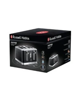 Russell Hobbs Inspire 4 Slice Black Textured Plastic Toaster - 24381 -Appliance Pro MY9TP SQ2 0000000004 BLACK SLd