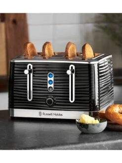 Russell Hobbs Inspire 4 Slice Black Textured Plastic Toaster - 24381 -Appliance Pro MY9TP SQ3 0000000004 BLACK SLd1