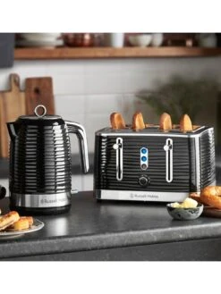 Russell Hobbs Inspire 4 Slice Black Textured Plastic Toaster - 24381 -Appliance Pro MY9TP SQ4 0000000004 BLACK SLd2