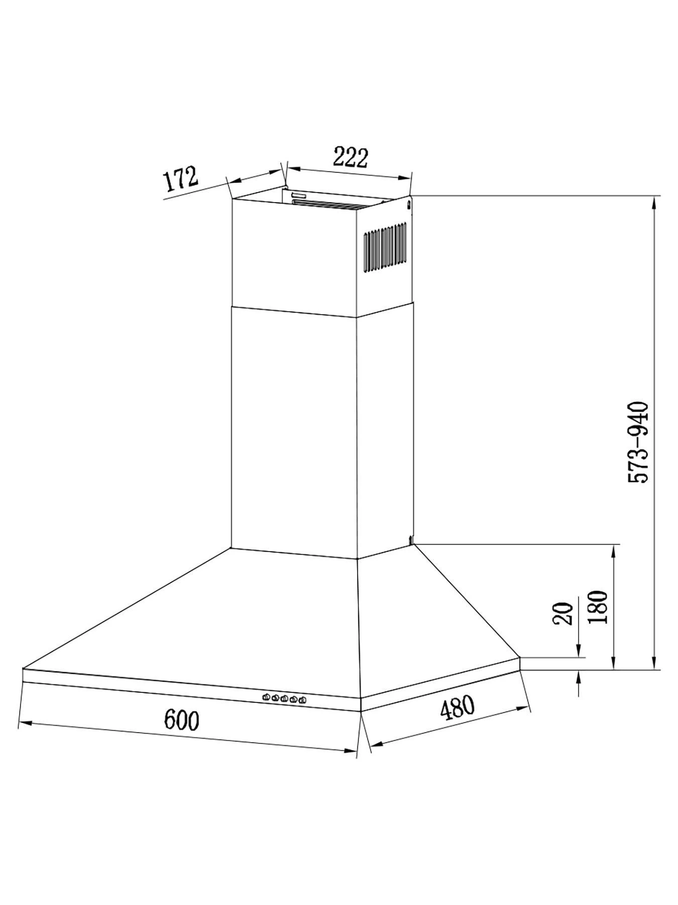 Candy CCE116/1X 60cm Chimney Hood - Stainless Steel 4 Candy CCE116/1X 60cm Chimney Hood - Stainless Steel - Image 2