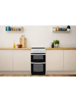 Indesit ID5V92KMW 50cm Electric Twin Cavity Single Oven Cooker - White -Appliance Pro NNJWL SQ3 0000000013 WHITE SLd1