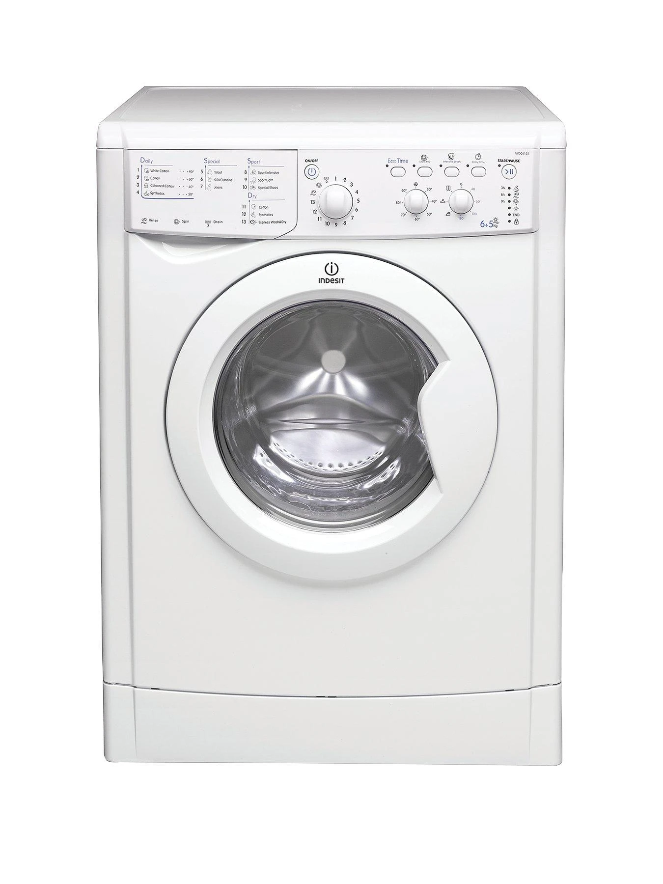 Indesit IWDC6125 1200 Spin, 6kg Wash, 5kg Dry Washer Dryer - White 3 Indesit IWDC6125 1200 Spin, 6kg Wash, 5kg Dry Washer Dryer - White