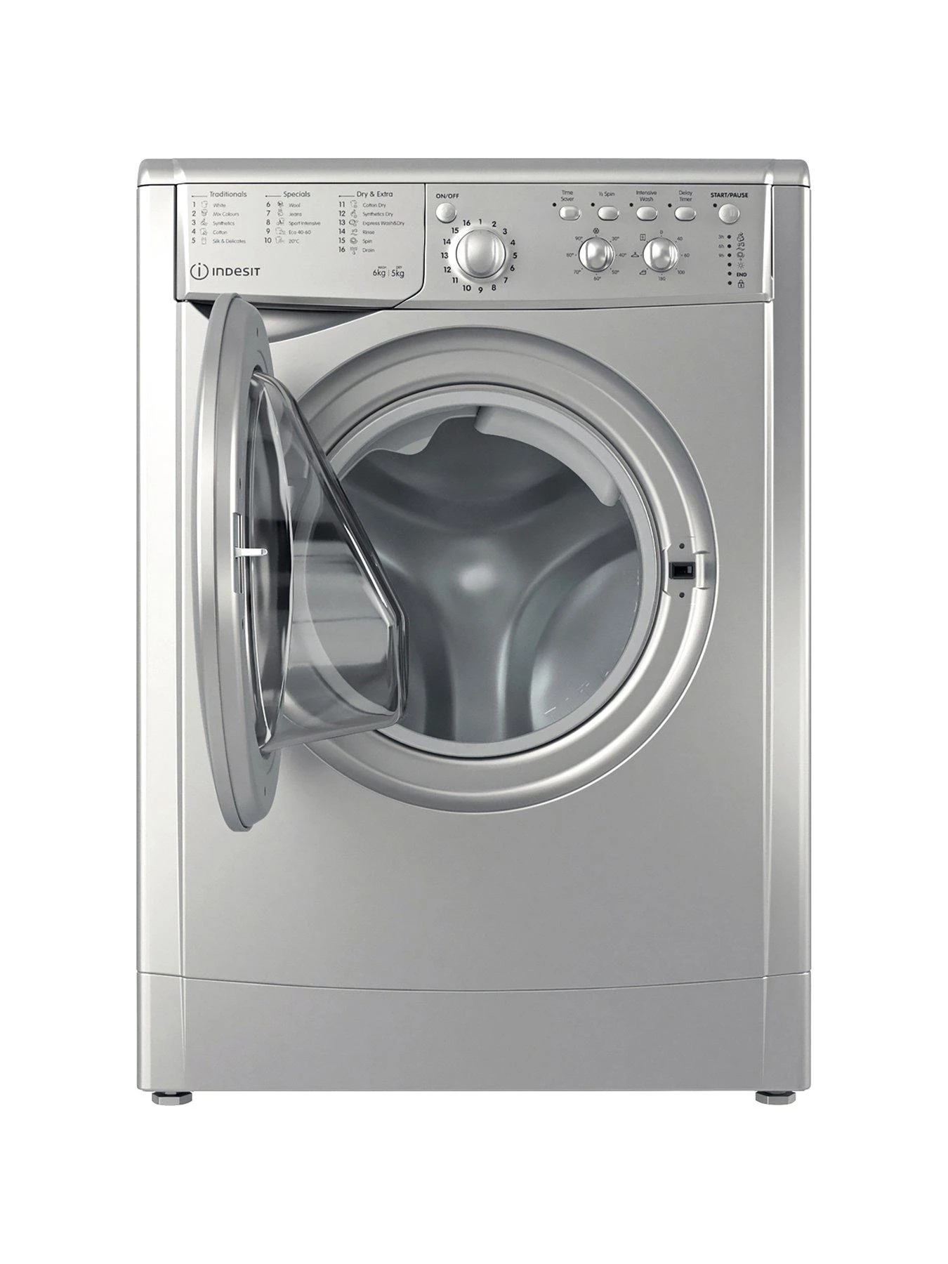 Indesit IWDC6125S 1200 Spin, 6kg Wash, 5kg Dry Washer Dryer - Silver 4 Indesit IWDC6125S 1200 Spin, 6kg Wash, 5kg Dry Washer Dryer - Silver - Image 2