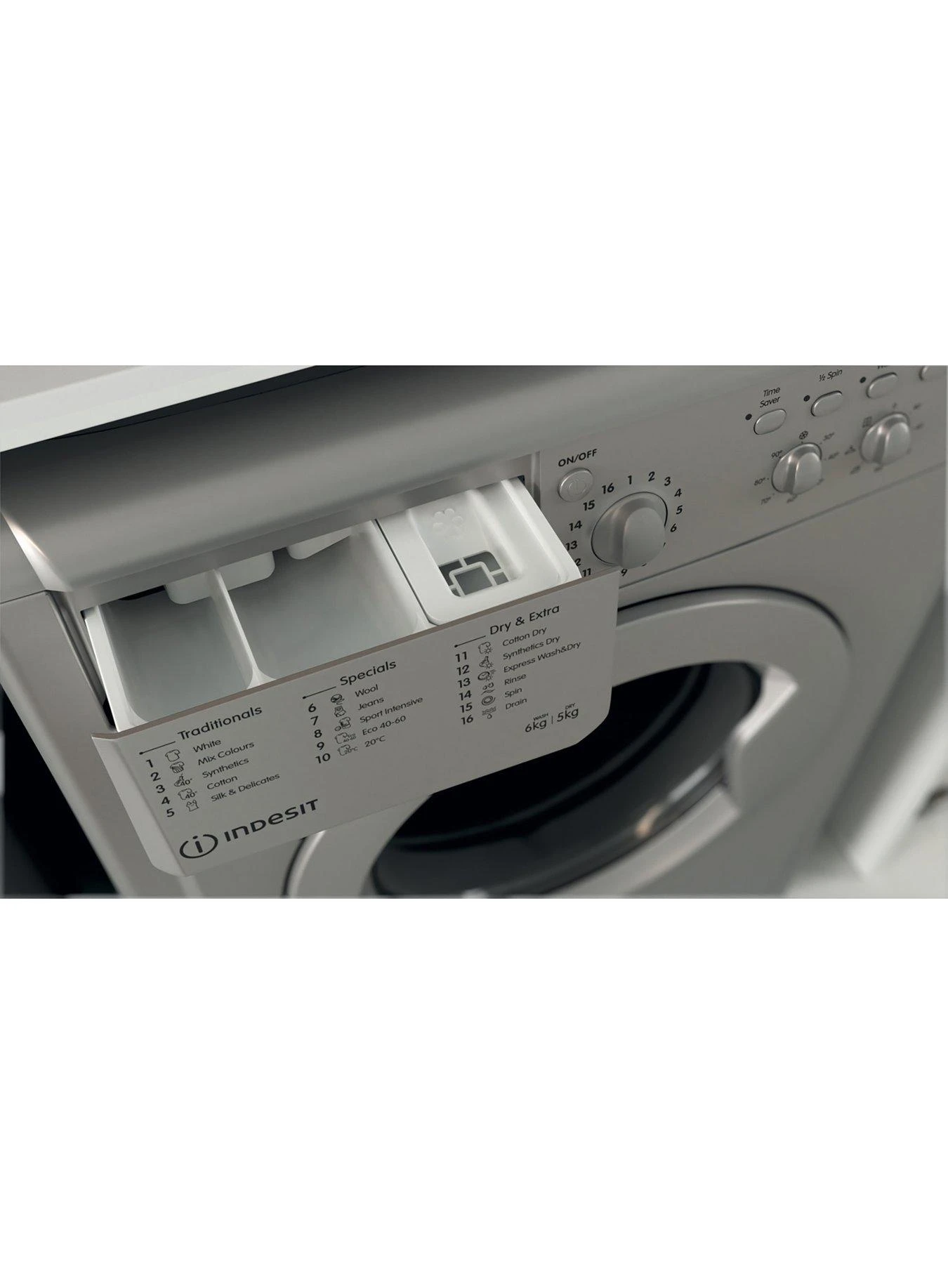 Indesit IWDC6125S 1200 Spin, 6kg Wash, 5kg Dry Washer Dryer - Silver 7 Indesit IWDC6125S 1200 Spin, 6kg Wash, 5kg Dry Washer Dryer - Silver - Image 5