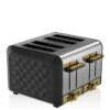 Swan Gatsby Range 4-Slice Toaster - Black/Gold