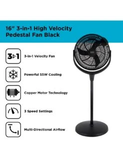 Black & Decker 16 Inch 3-Height Velocity Power Fan With Remote -Appliance Pro Q9UTW SQ2 0000000088 NO COLOR SLd