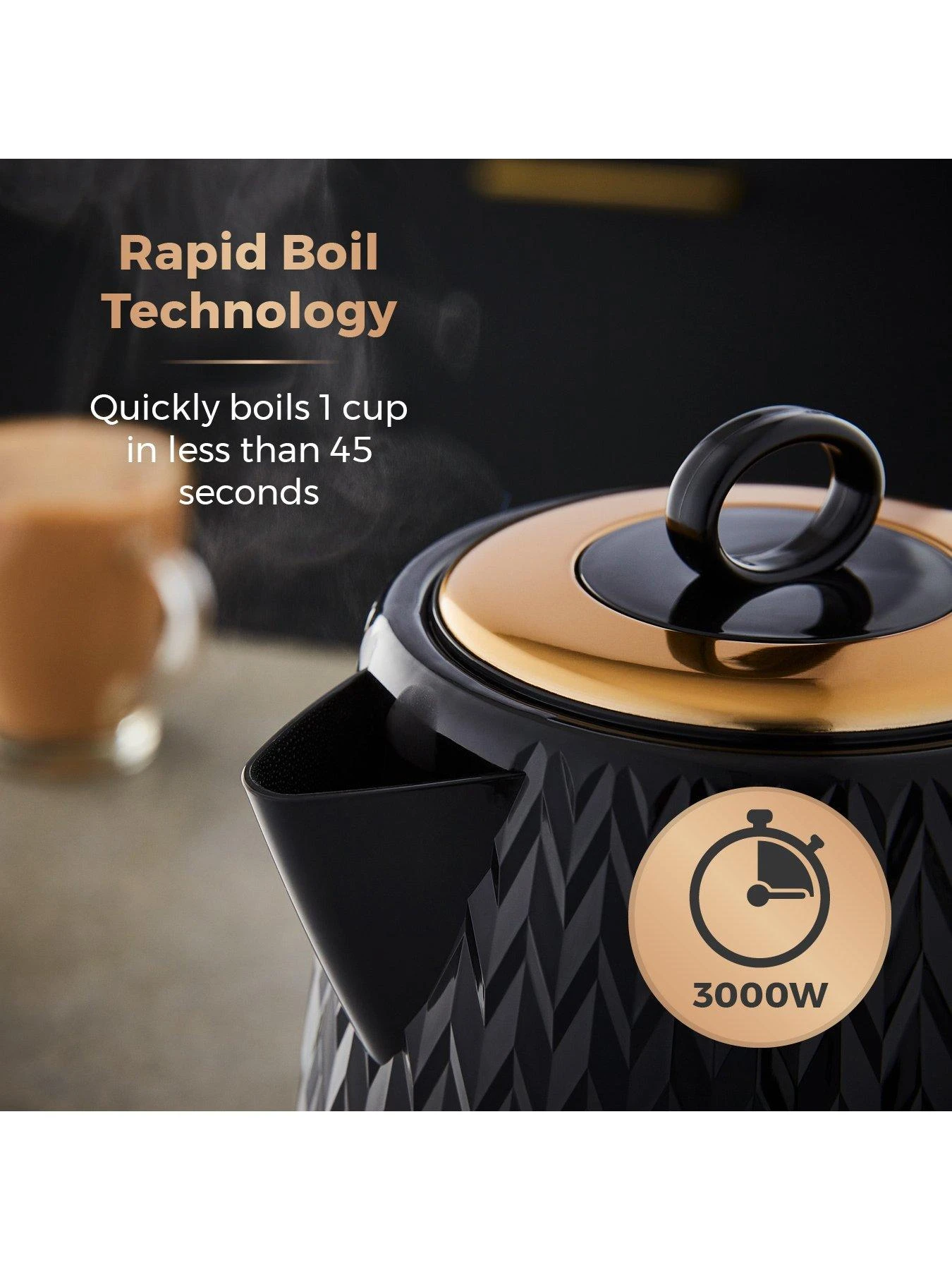 Tower Empire 1.7L Textured Kettle - Black 6 Tower Empire 1.7L Textured Kettle - Black - Image 4