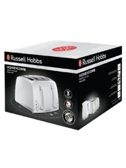 Russell Hobbs Honeycomb 4 Slice White Plastic Toaster - 26070 -Appliance Pro QDCEC SQ7 0000000088 NO COLOR ICf