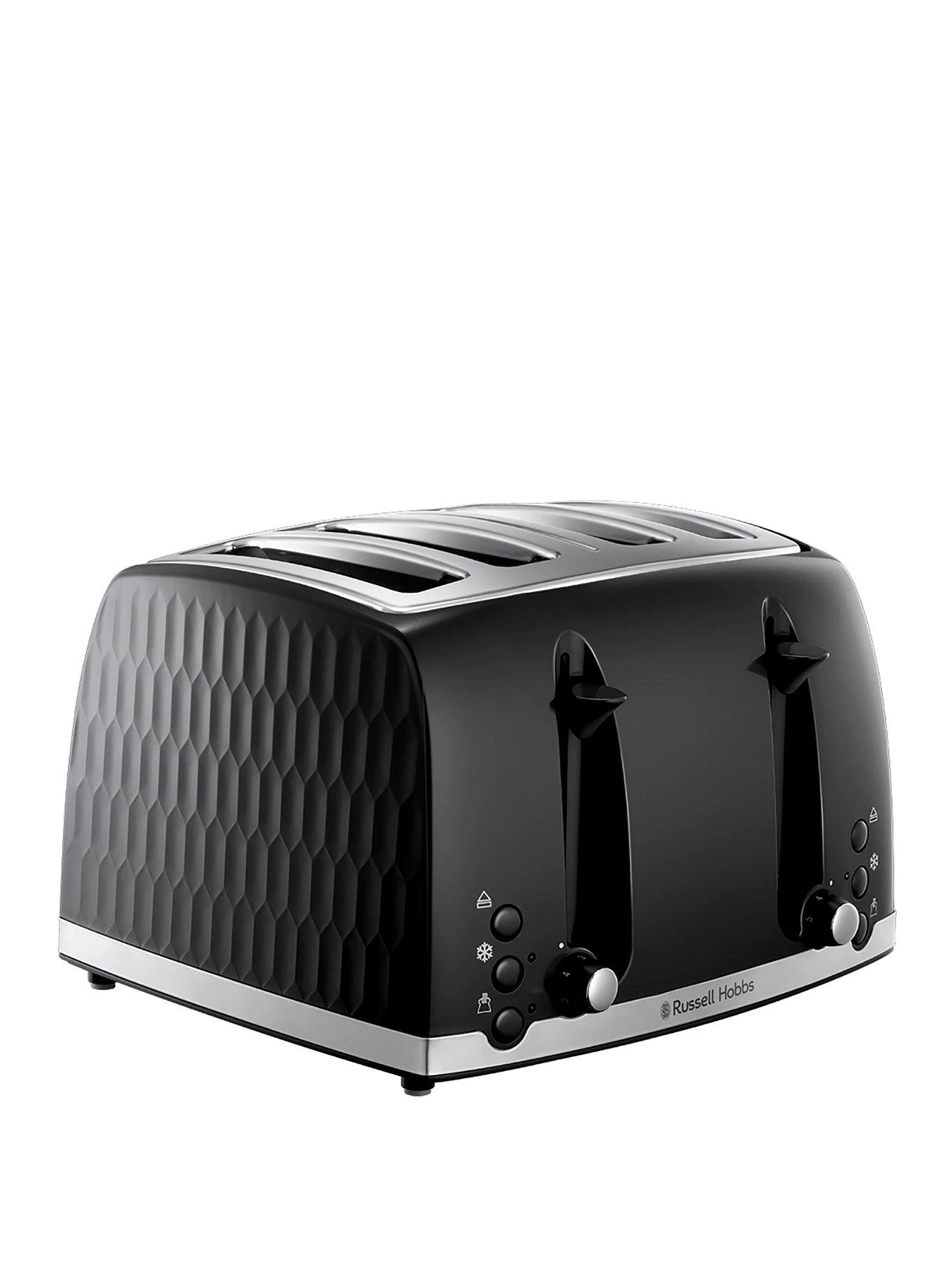 Russell Hobbs Honeycomb 4 Slice Black Plastic Toaster - 26071 3 Russell Hobbs Honeycomb 4 Slice Black Plastic Toaster - 26071