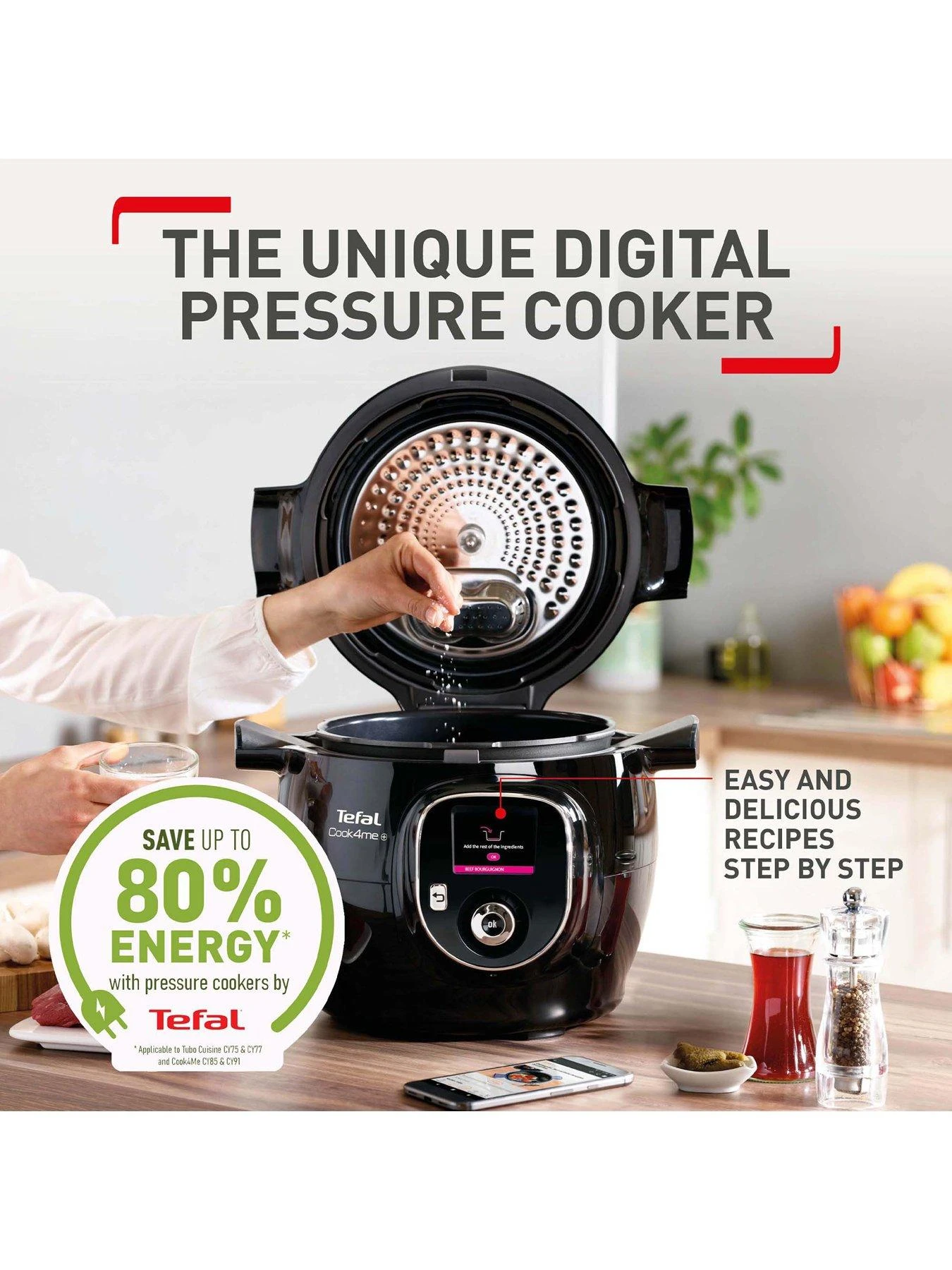 Tefal Cook4Me+ CY851840 Electric Pressure Cooker - 6 Portions / 6-Litres 4 Tefal Cook4Me+ CY851840 Electric Pressure Cooker - 6 Portions / 6-Litres - Image 2