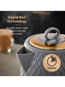 Tower Empire 1.7L Textured Kettle - Grey 11 Tower Empire 1.7L Textured Kettle - Grey -Appliance Pro QG3P9 SQ4 0000000088 NO COLOR SLd2