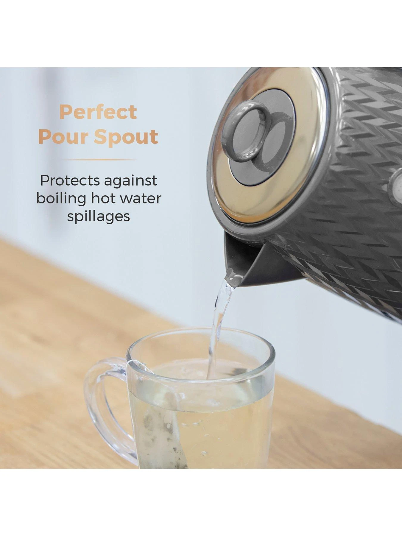 Tower Empire 1.7L Textured Kettle - Grey 8 Tower Empire 1.7L Textured Kettle - Grey - Image 6