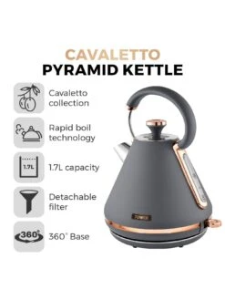 Tower Cavaletto 1.7L Pyramid Kettle - Grey & Rose Gold -Appliance Pro QG3PC SQ2 0000000088 NO COLOR SLd