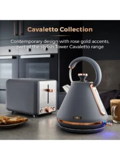 Tower Cavaletto 1.7L Pyramid Kettle - Grey & Rose Gold -Appliance Pro QG3PC SQ3 0000000088 NO COLOR SLd1