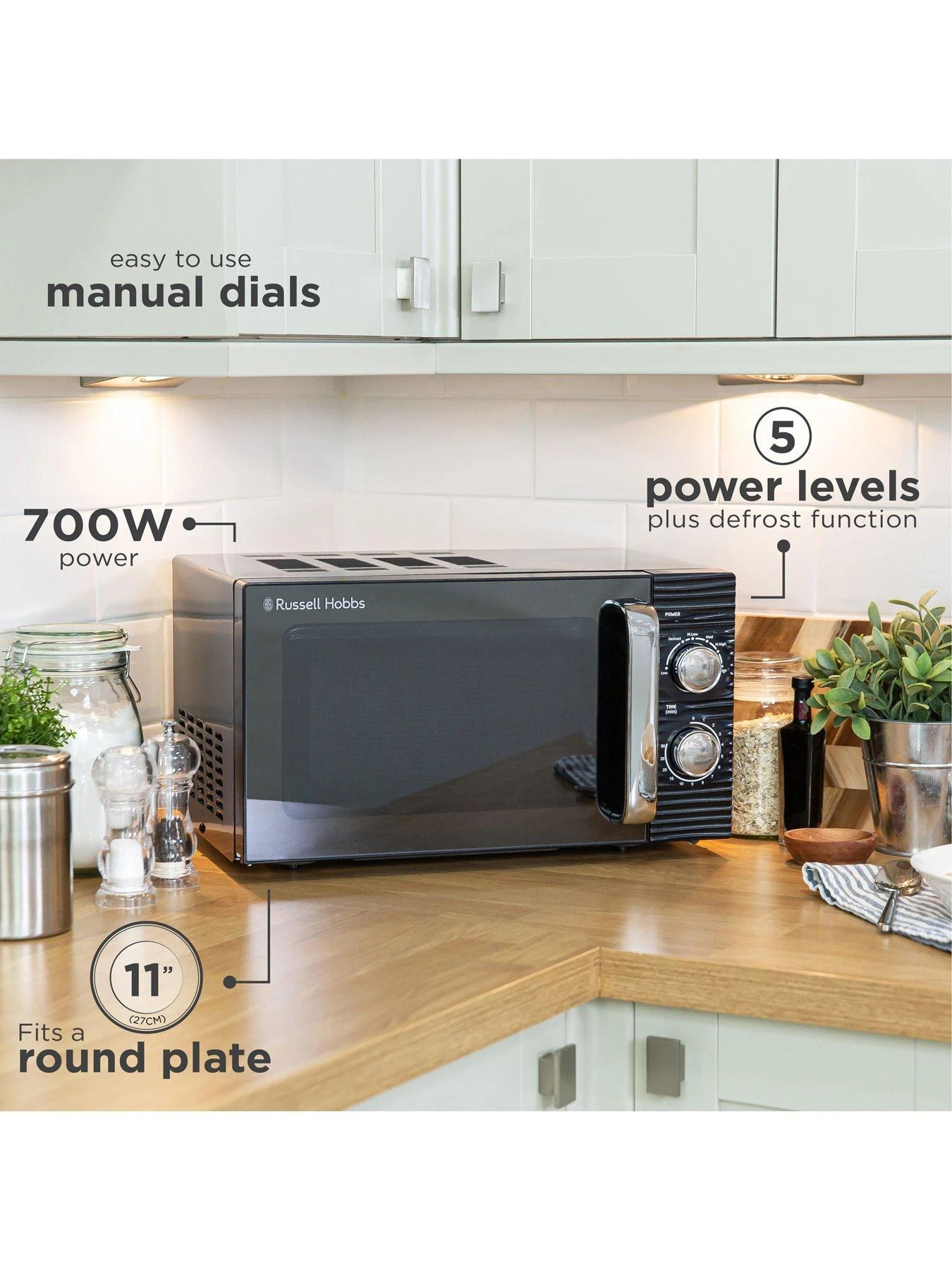Russell Hobbs RHM1731 Inspire Black Compact Manual Microwave 6 Russell Hobbs RHM1731 Inspire Black Compact Manual Microwave - Image 4