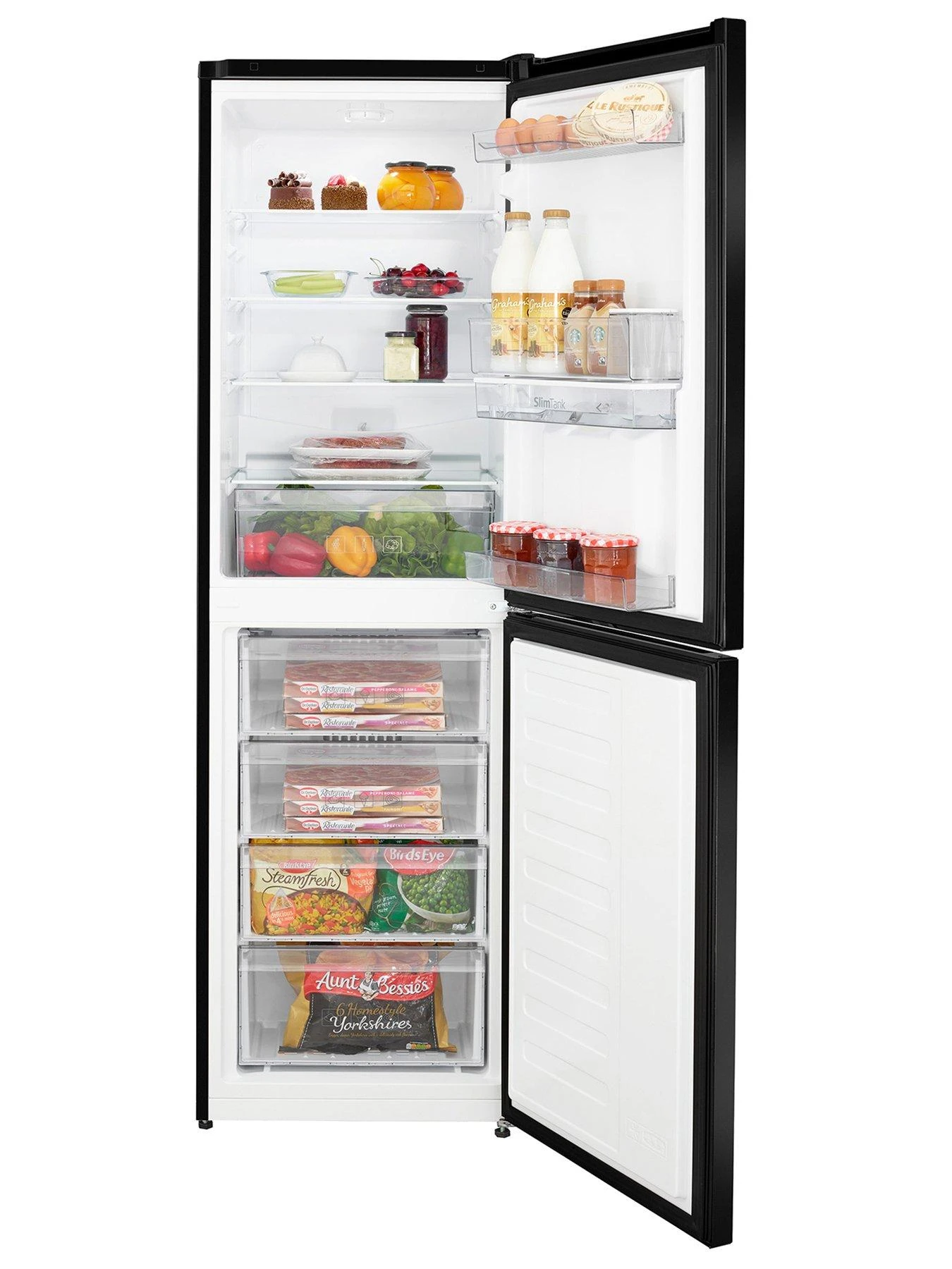 Beko CFG3582DB 54.5cm Wide Frost-Free Fridge Freezer With Water Dispenser - Black 4 Beko CFG3582DB 54.5cm Wide Frost-Free Fridge Freezer With Water Dispenser - Black - Image 2