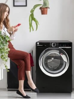 Hoover H-WASH 300 H3W495TACBE/-80 9kg Load, 1400 Spin Washing Machine - Black -Appliance Pro QR6PC SQ4 0000003539 BLACK CHROME SLd2