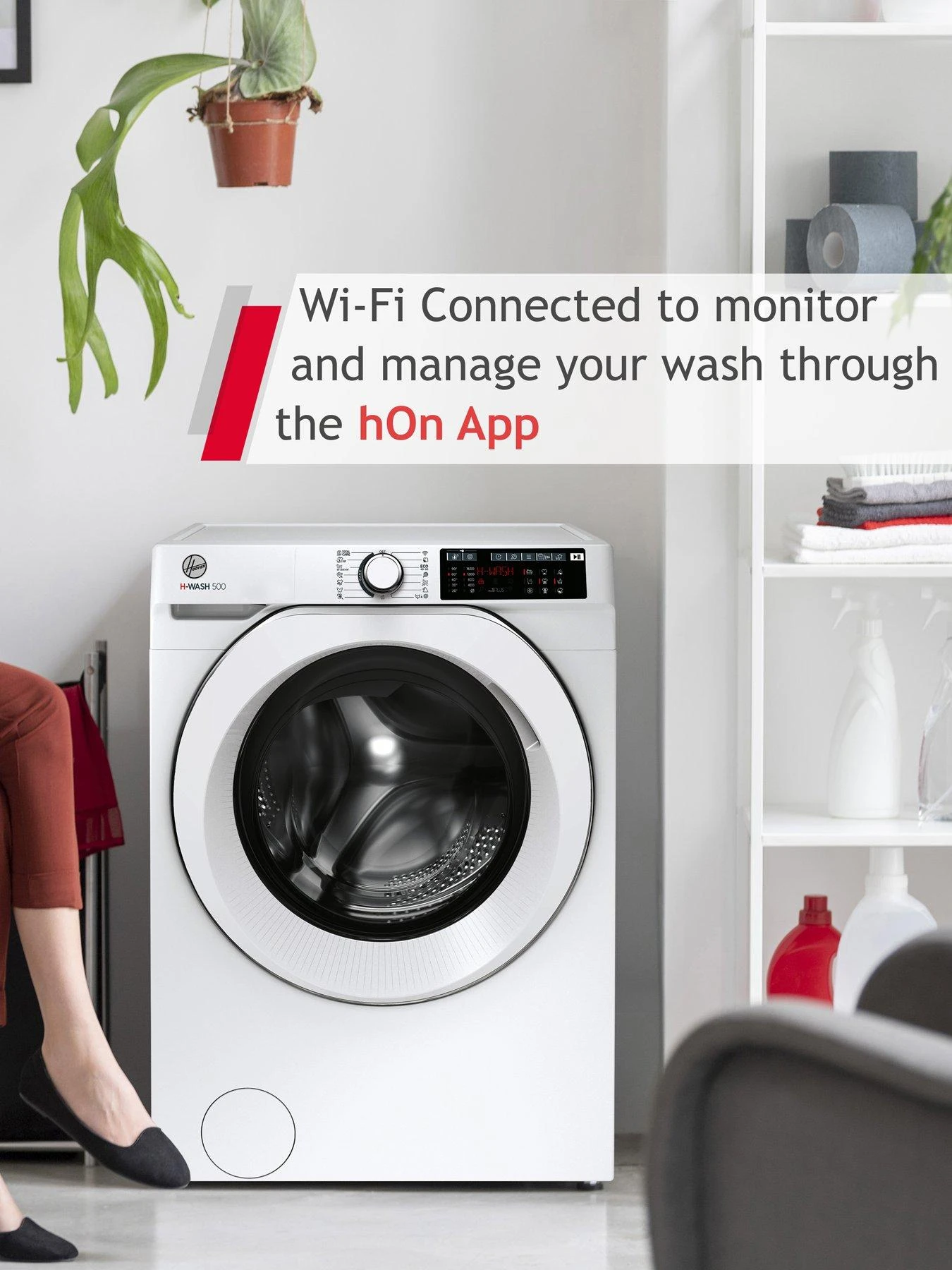 Hoover H-WASH 500 HW 410AMC/1-80 10kg Load, 1400 Spin Washing Machine - White, With Wifi Connectivity - A Rated 6 Hoover H-WASH 500 HW 410AMC/1-80 10kg Load, 1400 Spin Washing Machine - White, With Wifi Connectivity - A Rated - Image 4