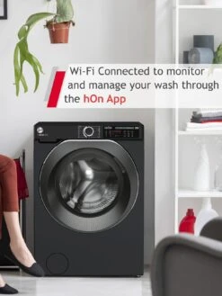 Hoover H-WASH 500 HW 410AMBCB/1-80 10kg Load 1400 Spin Washing Machine - Black, With Wifi Connectivity - A Rated -Appliance Pro QR6PG SQ5 0000003539 BLACK CHROME SLd1