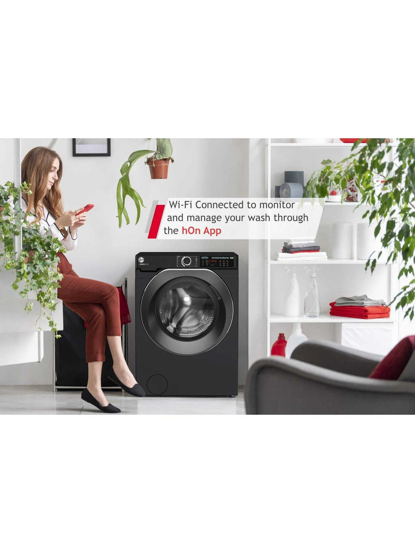 Hoover H-WASH 500 HW 412AMBCB 12kg Load, 1400 Spin Washing Machine with Wifi Connectivity - Black - A Rated 7 Hoover H-WASH 500 HW 412AMBCB 12kg Load, 1400 Spin Washing Machine with Wifi Connectivity - Black - A Rated - Image 5