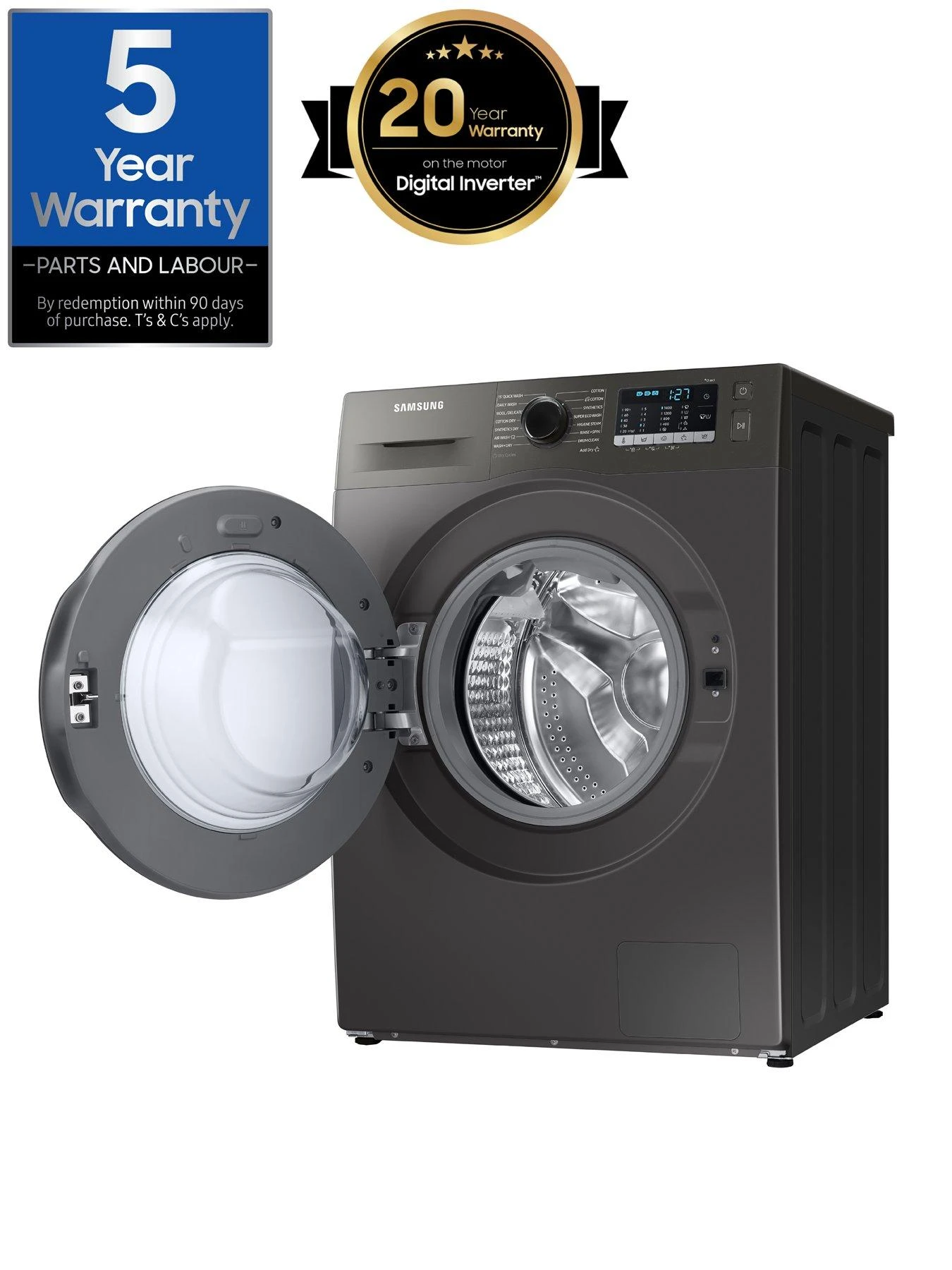 Samsung Series 5 WD80TA046BX/EU With Ecobubble™ 8/5kg Washer Dryer, 1400rpm, E Rated - Graphite 4 Samsung Series 5 WD80TA046BX/EU With Ecobubble™ 8/5kg Washer Dryer, 1400rpm, E Rated - Graphite - Image 2