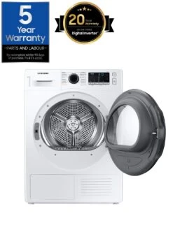 Samsung Series 5 DV80TA020AE/EU OptimalDry™ Heat Pump Tumble Dryer - 8kg Load A++ Rated - White -Appliance Pro QVM3J SQ2 0000000013 WHITE SLd