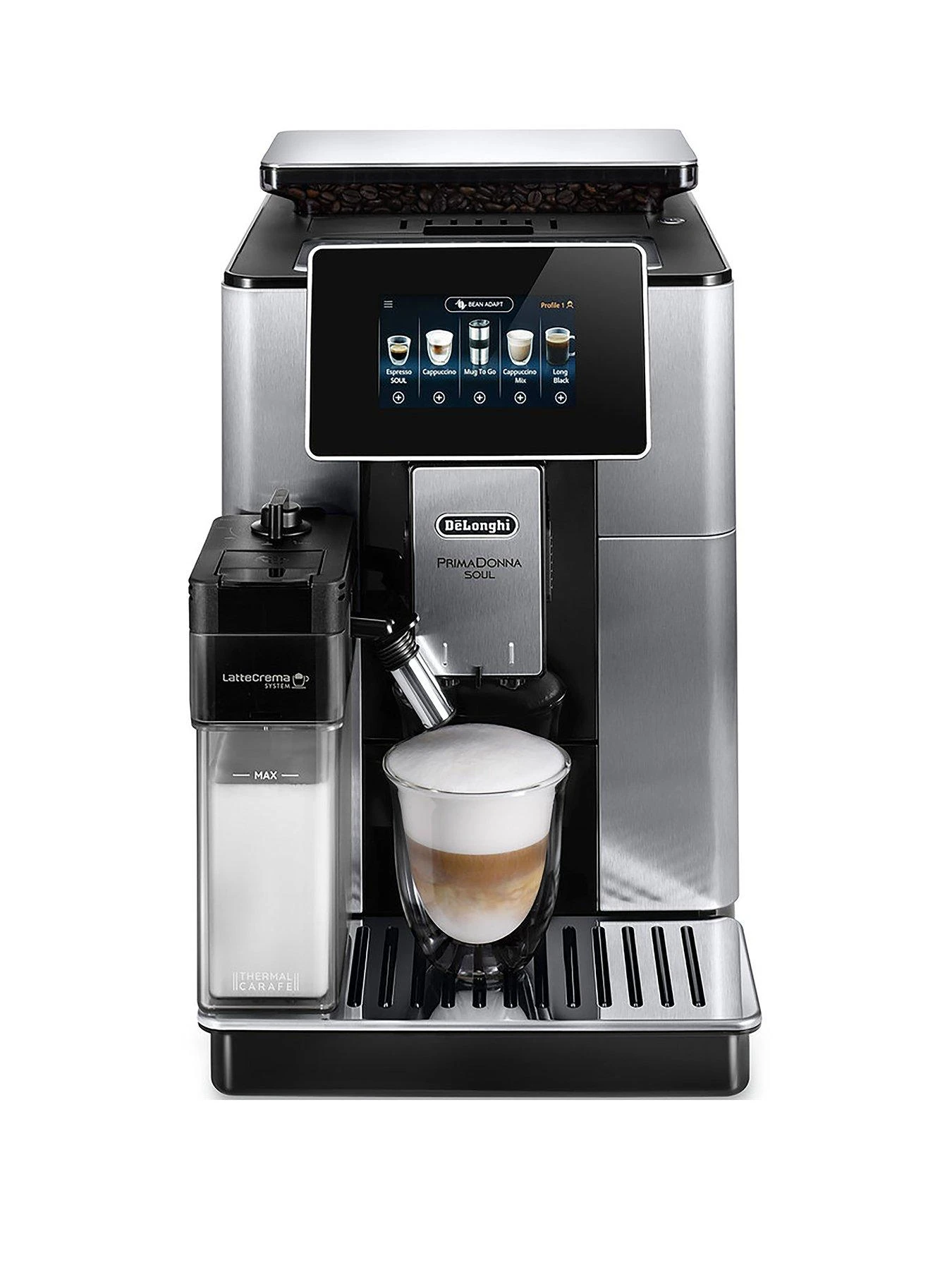DeLonghi Primadonna Soul, Automatic Bean To Cup Coffee Machine, With Auto Milk, ECAM610.75.MB 3 DeLonghi Primadonna Soul, Automatic Bean To Cup Coffee Machine, With Auto Milk, ECAM610.75.MB