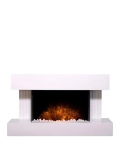 Adam Fires & Fireplaces Manola White Electric Wall Suite With Remote