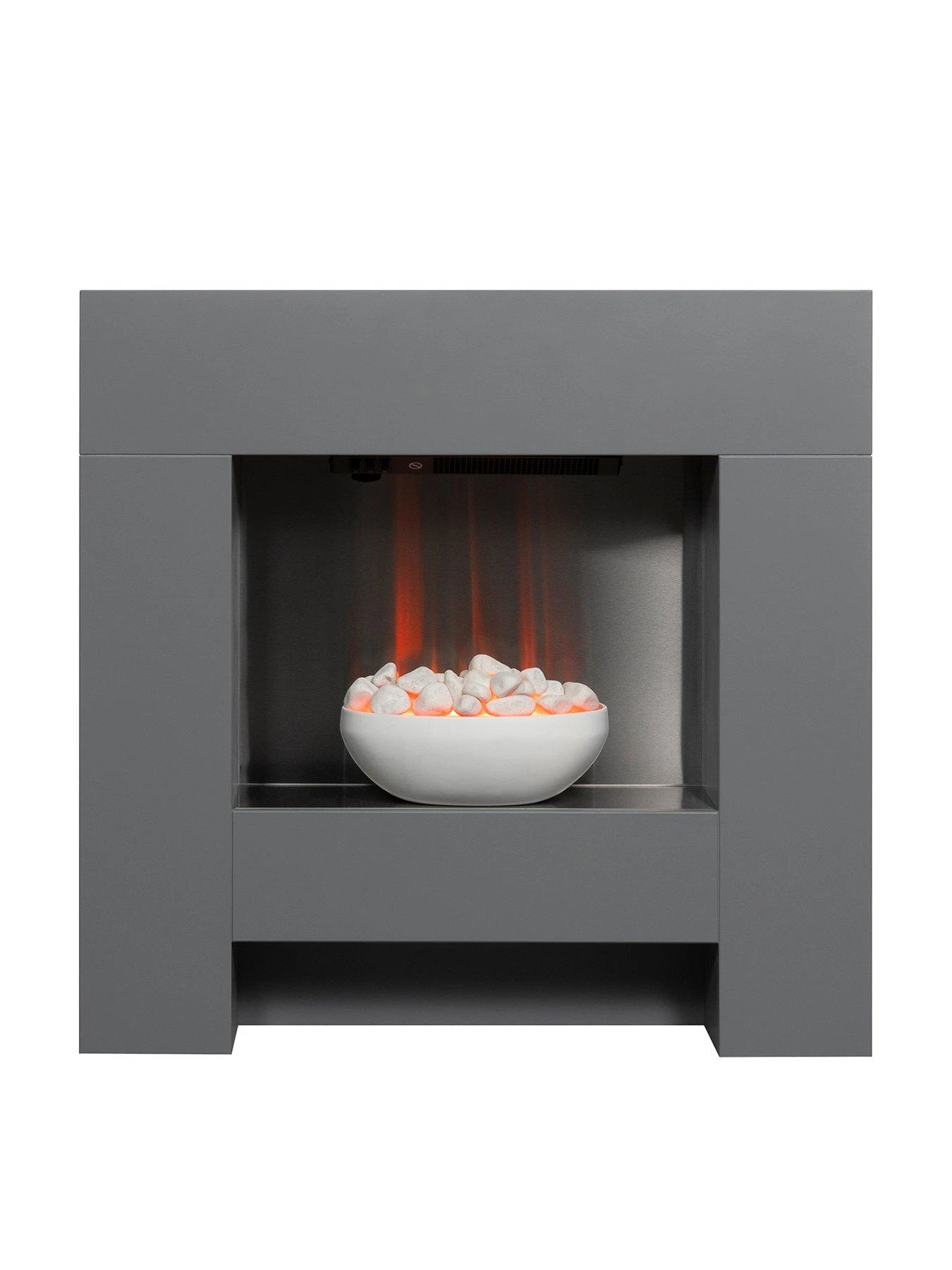 Adam Fires & Fireplaces Cubist Grey Electric Suite 3 Adam Fires & Fireplaces Cubist Grey Electric Suite