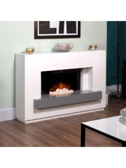 Adam Fires & Fireplaces Sambro White & Grey Electric Suite -Appliance Pro QY7QM SQ5 0000000005 GREY SLd3