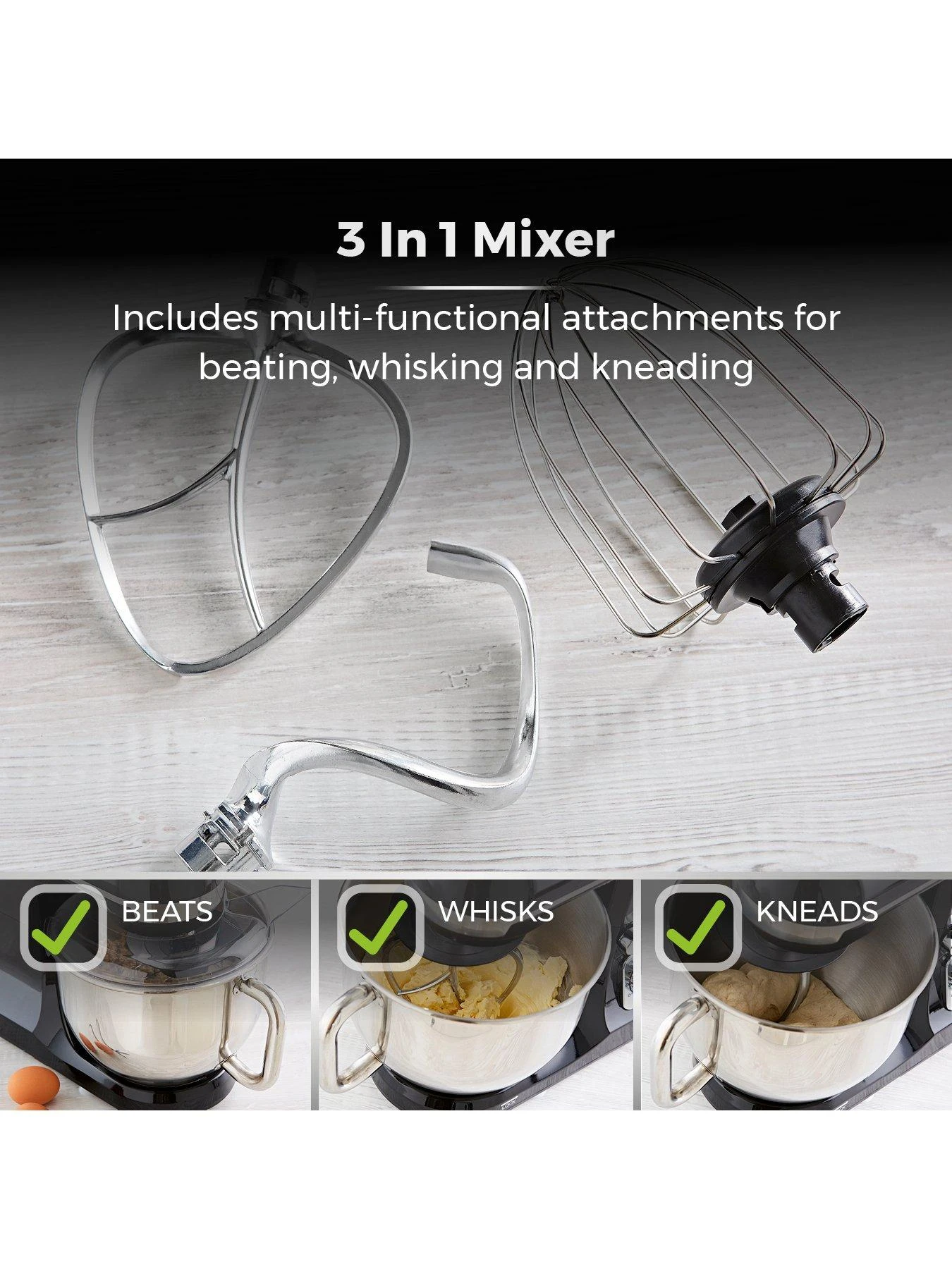 Tower 1000W Stand Mixer - Chrome 5 Tower 1000W Stand Mixer - Chrome - Image 3