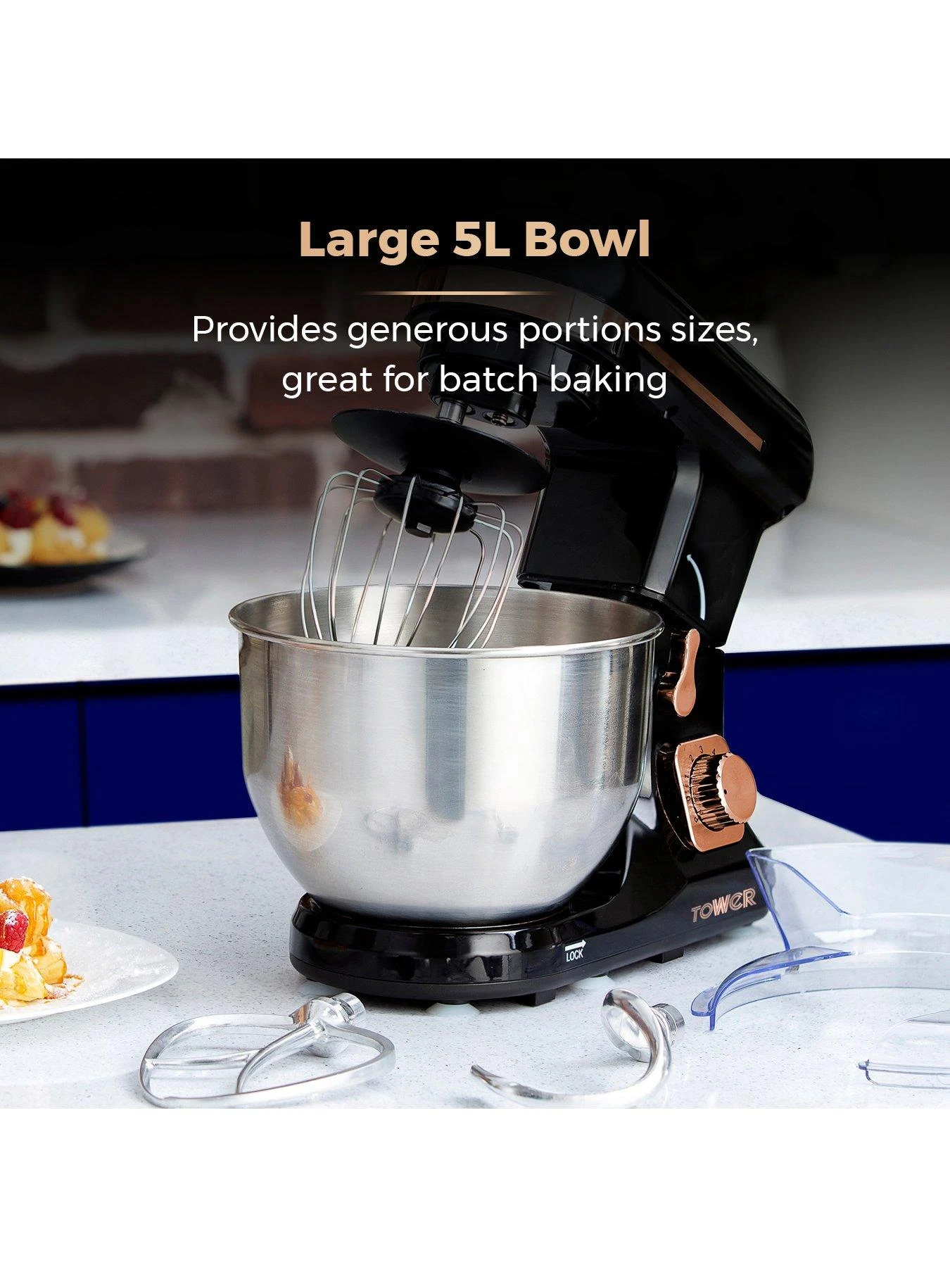 Tower 1000W Stand Mixer - Rose Gold 7 Tower 1000W Stand Mixer - Rose Gold - Image 5