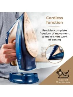 Tower 2400W Cord Cordless Steam Iron - Blue/Gold -Appliance Pro R3UHX SQ4 0000000088 NO COLOR SLd2