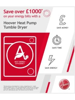 Hoover BATD H7A1TCE-80 7kg Load A+ Rated Fully Integrated Heat Pump Tumble Dryer - White -Appliance Pro R664N SQ3 0000000013 WHITE SLd1