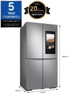 Samsung Family Hub RF65A977FSR/EU French Style Fridge Freezer With Beverage Center™ - F Rated - Real Stainless -Appliance Pro RAQJE SQ7 0000000035 SILVER ICf