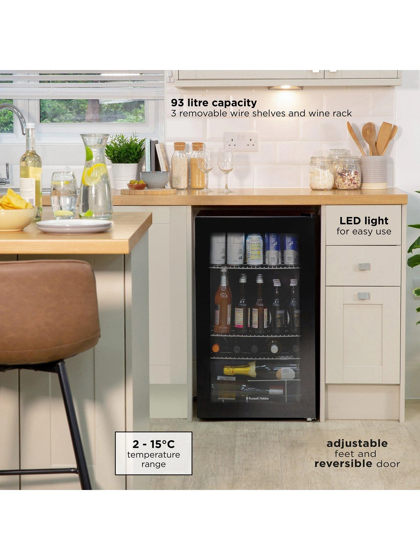 Russell Hobbs RHBC48B Under-Counter Mini Fridge Cooler - Black 6 Russell Hobbs RHBC48B Under-Counter Mini Fridge Cooler - Black - Image 4