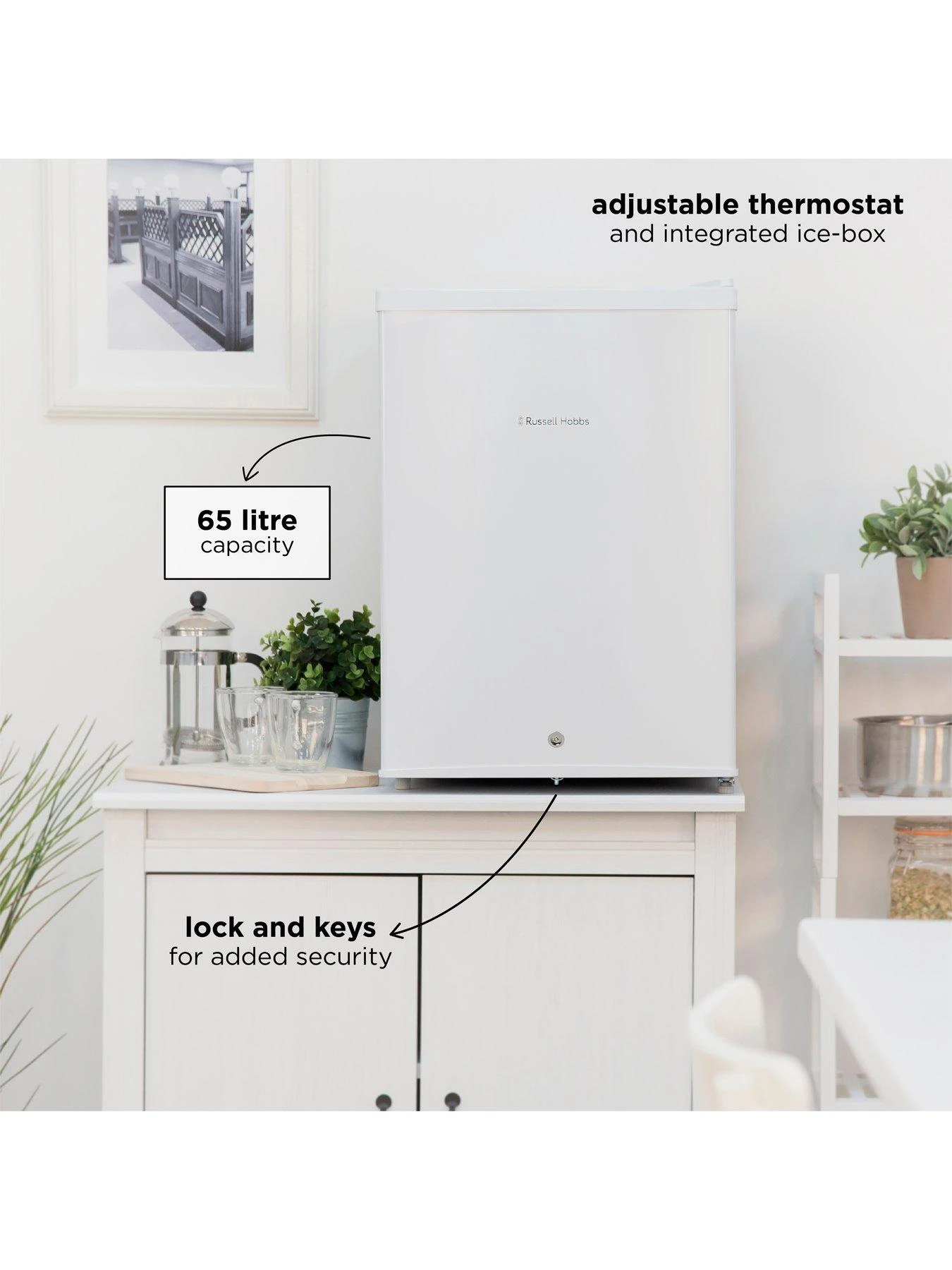 Russell Hobbs RHTTF67W-LCK Under Counter Mini Fridge Cooler - White 5 Russell Hobbs RHTTF67W-LCK Under Counter Mini Fridge Cooler - White - Image 3