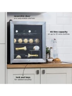 Russell Hobbs RHGWC3SS-C-LCK Beer & Wine Drinks Mini Fridge With Lock - Stainless Steel 12 Russell Hobbs RHGWC3SS-C-LCK Beer & Wine Drinks Mini Fridge With Lock - Stainless Steel -Appliance Pro RRCFM SQ3 0000000035 SILVER SLd1