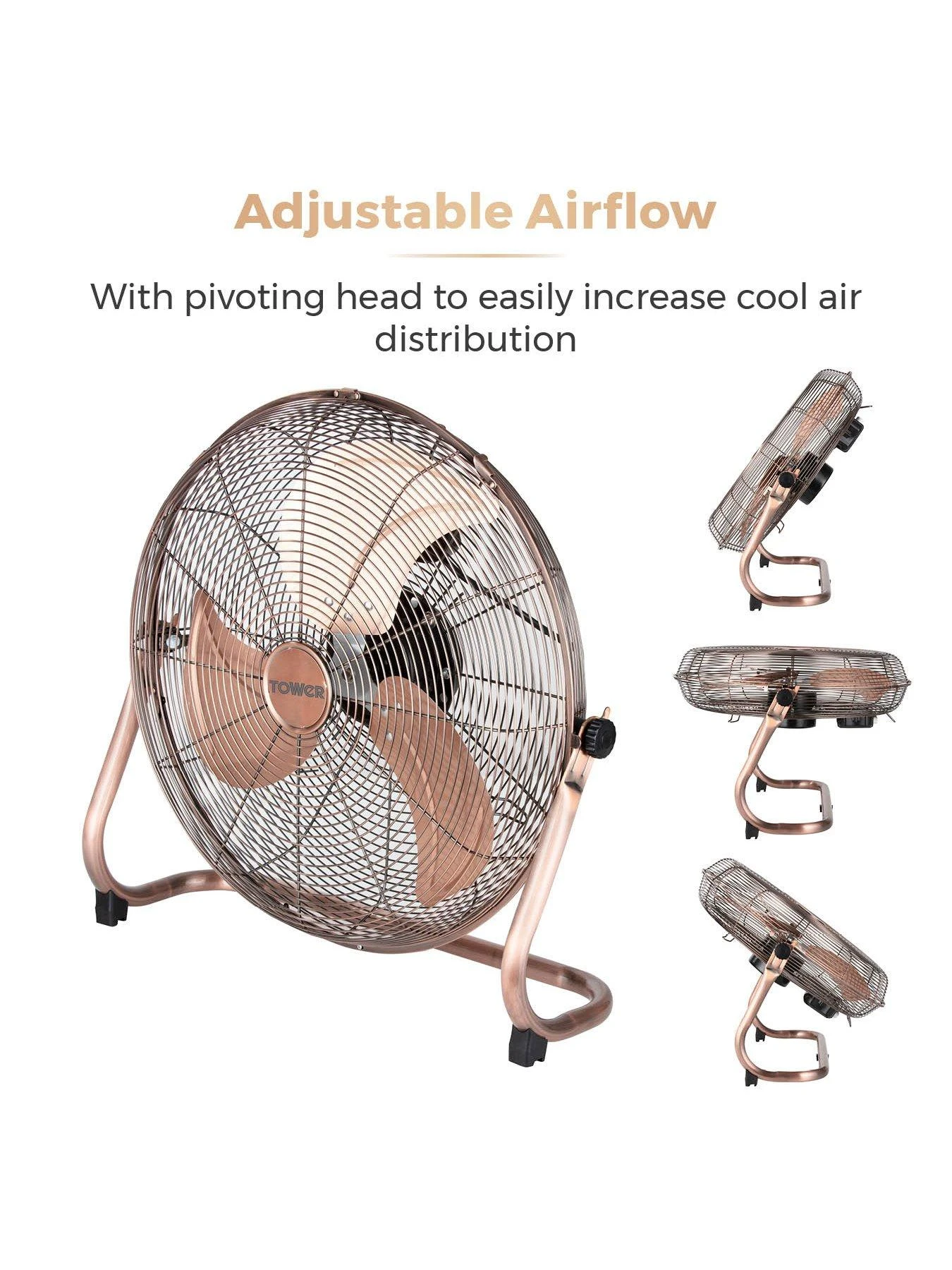 Tower T662000C High-Speed Velocity Floor Fan With Adjustable Tilt, Long-Life Motor, 18 Inch, 100W, Copper 7 Tower T662000C High-Speed Velocity Floor Fan With Adjustable Tilt, Long-Life Motor, 18 Inch, 100W, Copper - Image 5