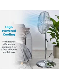Tower T637000 16 Inch Metal Pedestal Fan With 3 Speeds - Chrome -Appliance Pro RTEE7 SQ3 0000000139 CHROME SLd1